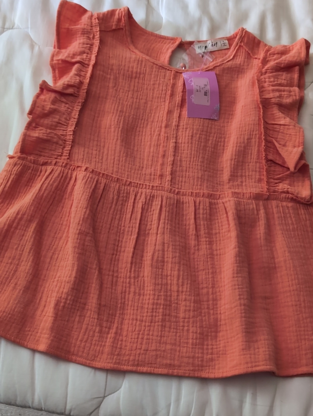 Women's Flutter Sleeve Peplum Top - Coral